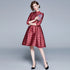 SMTHMA New Fashion Elegant Chic Dresses Women spring Runway Dress High Quality Pleated Jacquard Dress