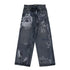 Hand-painted cattle king graffiti jeans