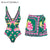 2024 New Women Retro V Neck Retro Green Grapes  Swimsuit Set  Swimwear Beachwear Bathing Suit Bikini Monokini  Bodysuit tankini