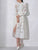 VGH white lace embroidery dresses for women stand collar long sleeve high waist a line single breasted elegant dress female new