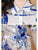 2024 New Suitable Dresses on Request Women Blue Print Silk Satin Luxury Prom Clothes Summer Short Sleeve Polo Collar Party Dress