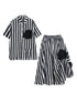 Summer Stripe Floral Casual 2 Two Piece Set Oversized Short Sleeve Loose Shirt Women Blouse Top Fashion Clothing Skirt Suit 2024