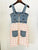 HIGH STREET Newest 2024 Designer Fashion Women Spaghetti Strap Denim Tweed Houndstooth Pachwork Fringed Dress