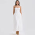 Mingmingxi Summer Elegant Dresses for Women 2024 New Arrivals White Long Party Dresses Hollow Out Flare Female Clothing