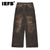 IEFB Pleated Men Jeans High Street Worn Out Gradient Color Male Denim Wide Leg Pants Straight Trousers Spring New Trendy 9C4208